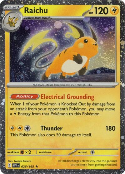 MCAP: Raichu 026/165 (Cosmos Holo) (Holofoil)