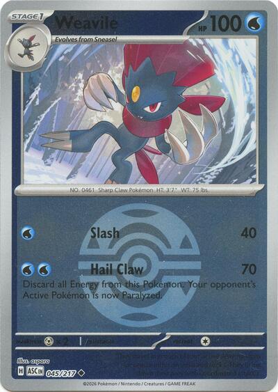 ASC: Weavile - 045/217 (Dusk Ball) (Reverse Holofoil)