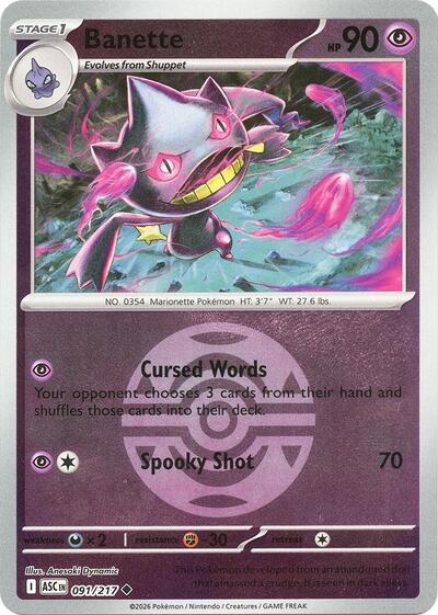 ASC: Banette - 091/217 (Dusk Ball) (Reverse Holofoil)