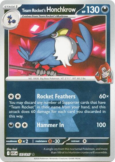 ASC: Team Rocket's Honchkrow (Team Rocket) (Reverse Holofoil)