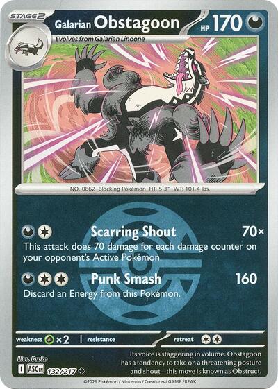 ASC: Galarian Obstagoon - 132/217 (Dusk Ball) (Reverse Holofoil)