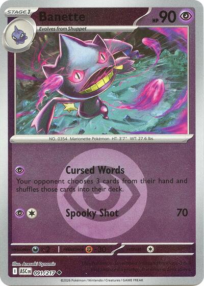 ASC: Banette - 091/217 (Energy Symbol Pattern) (Reverse Holofoil)