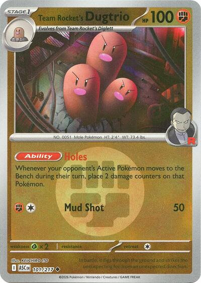 ASC: Team Rocket's Dugtrio - 101/217 (Energy Symbol Pattern) (Reverse Holofoil)
