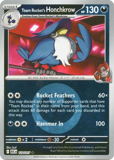 ASC: Team Rocket's Honchkrow (Energy Symbol Pattern) (Reverse Holofoil)