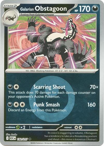 ASC: Galarian Obstagoon - 132/217 (Energy Symbol Pattern) (Reverse Holofoil)