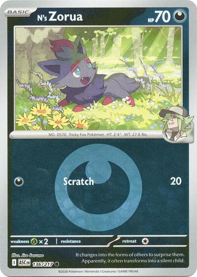 ASC: N's Zorua (Energy Symbol Pattern) (Reverse Holofoil)