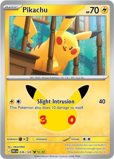 30C: Pikachu - 036/128 (Holofoil)