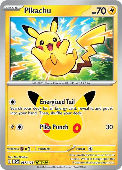 30C: Pikachu - 037/128 (Holofoil)