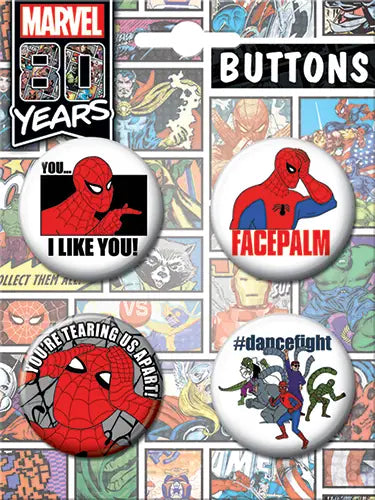 Marvel Comics Spider Man Cartoon BT4 Carded 4 Button Set