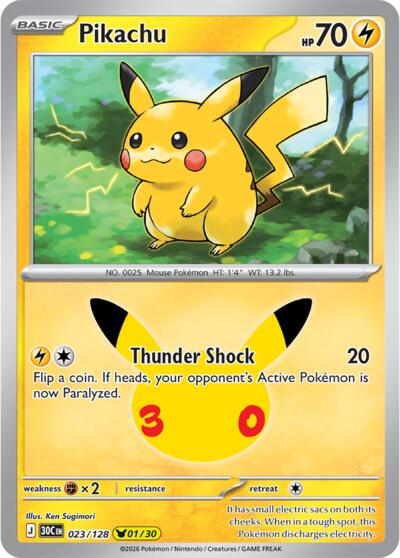 30C: Pikachu - 023/128 (Holofoil)