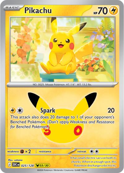 30C: Pikachu - 025/128 (Holofoil)