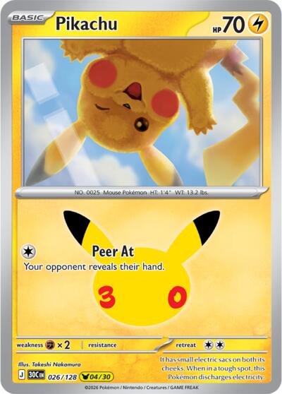 30C: Pikachu - 026/128 (Holofoil)