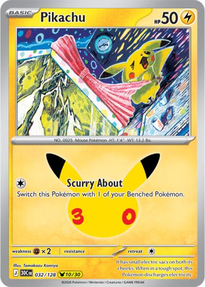 30C: Pikachu - 032/128 (Holofoil)