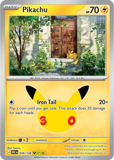 30C: Pikachu - 039/128 (Holofoil)