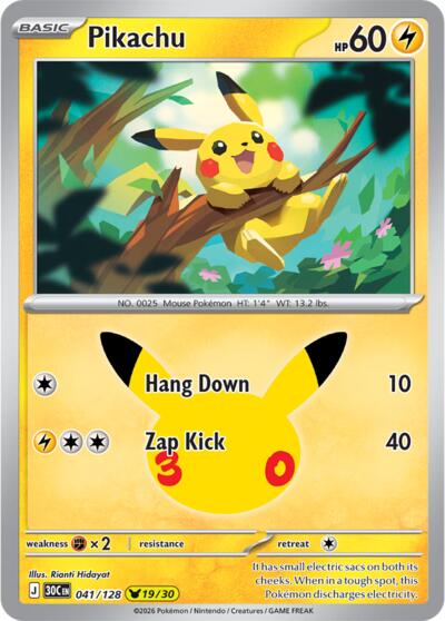 30C: Pikachu - 041/128 (Holofoil)