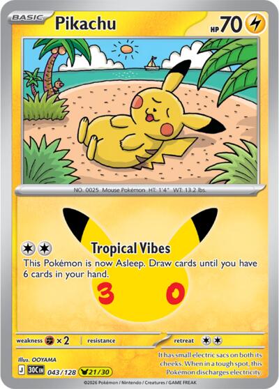 30C: Pikachu - 043/128 (Holofoil)