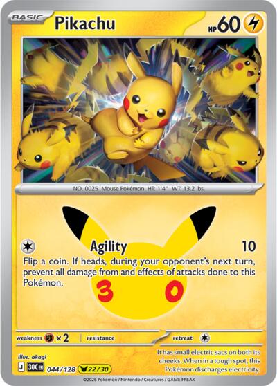 30C: Pikachu - 044/128 (Holofoil)