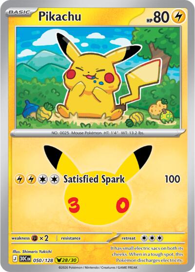30C: Pikachu - 050/128 (Holofoil)