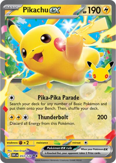 30C: Pikachu ex - 053/128 (Holofoil)