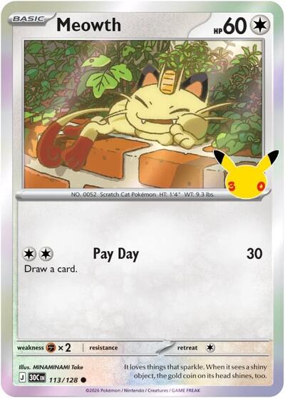30C: Meowth - 113/128 (Holofoil)