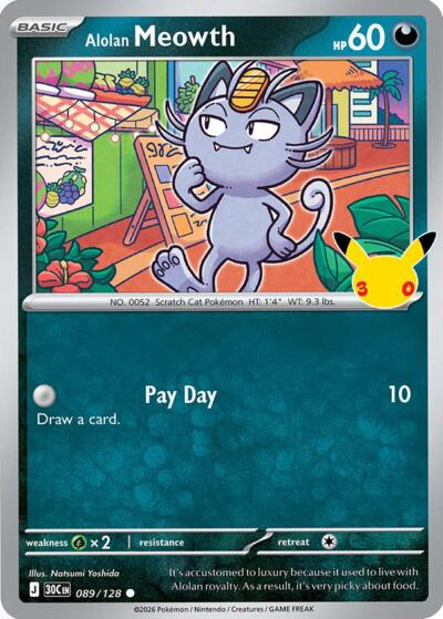 30C: Alolan Meowth - 089/128 (Holofoil)