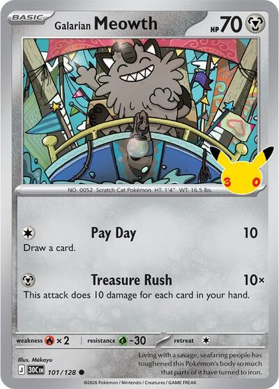 30C: Galarian Meowth - 101/128 (Holofoil)
