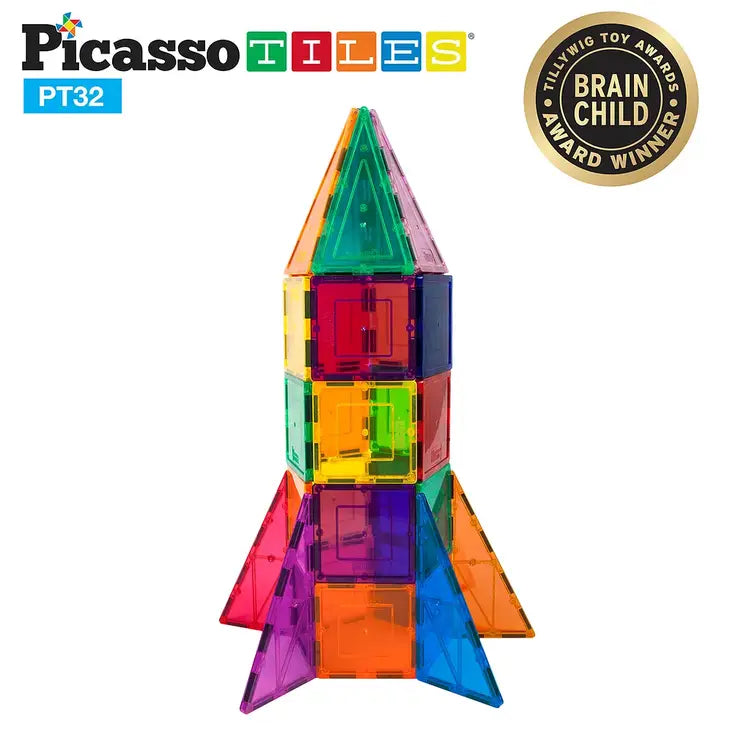 Picasso Tiles: 32 Piece Magnetic Rocket Tileset