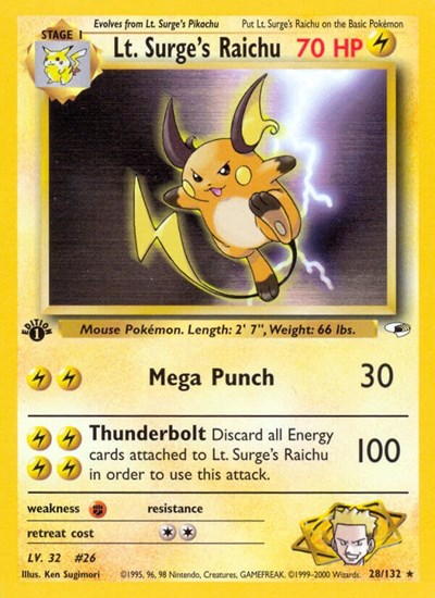 G1: Lt. Surge's Raichu (1st Edition)