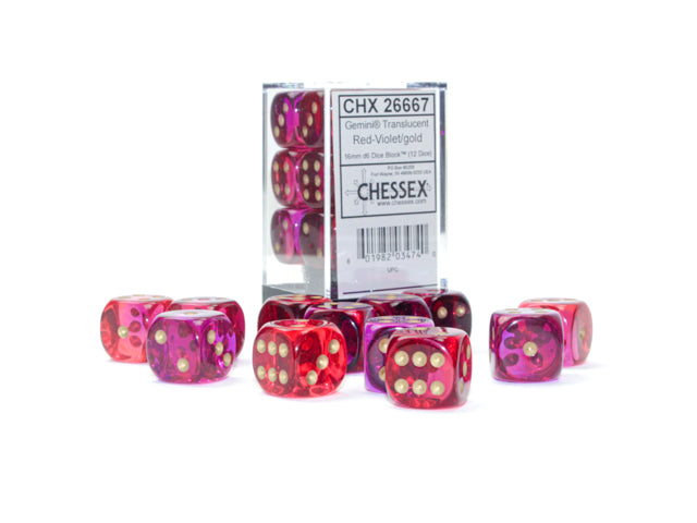 Chessex Gemini 16mm D6 Dice Block (12-Dice)