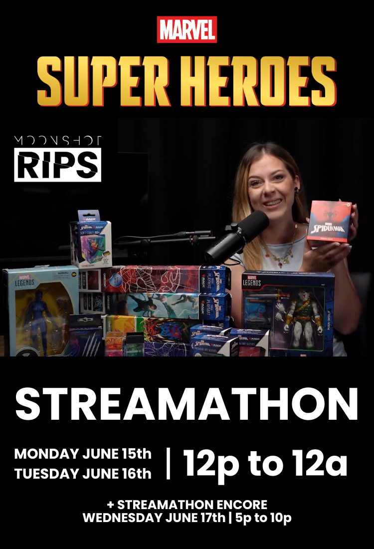 Moonshot Rips Marvel Superheroes Streamathon Mon and Tues 12p to 12a and Wed 5p to 10p