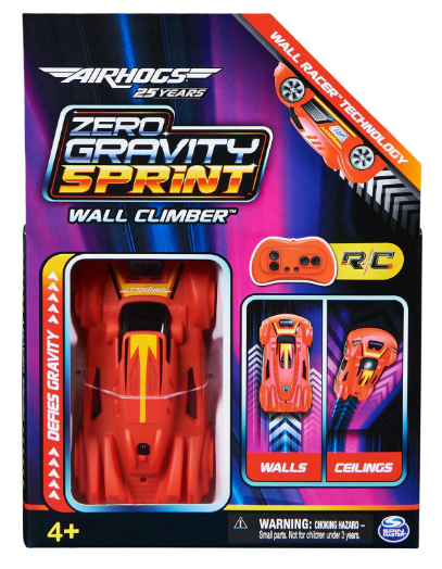 Air Hogs: Zero Gravity Sprint RC Car Wall Climber - Rechargeable Indoor Wall Racer