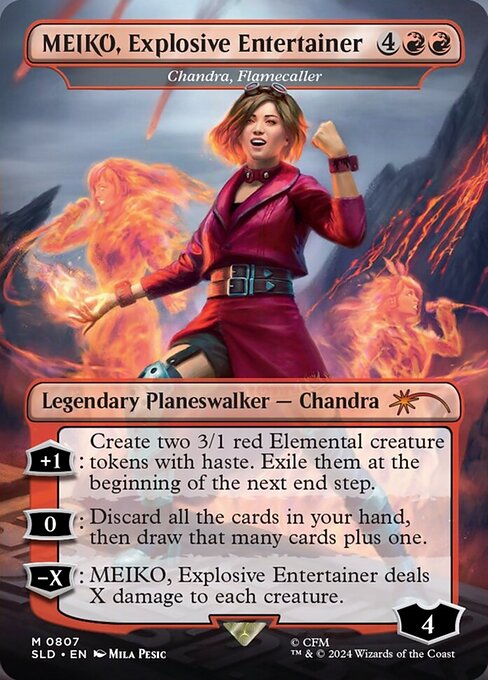 SLD: MEIKO, Explosive Entertainer - Chandra, Flamecaller (Rainbow Foil)