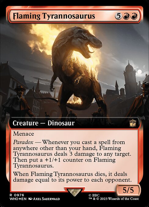 WHO: Flaming Tyrannosaurus (Extended Art) (Surge Foil)