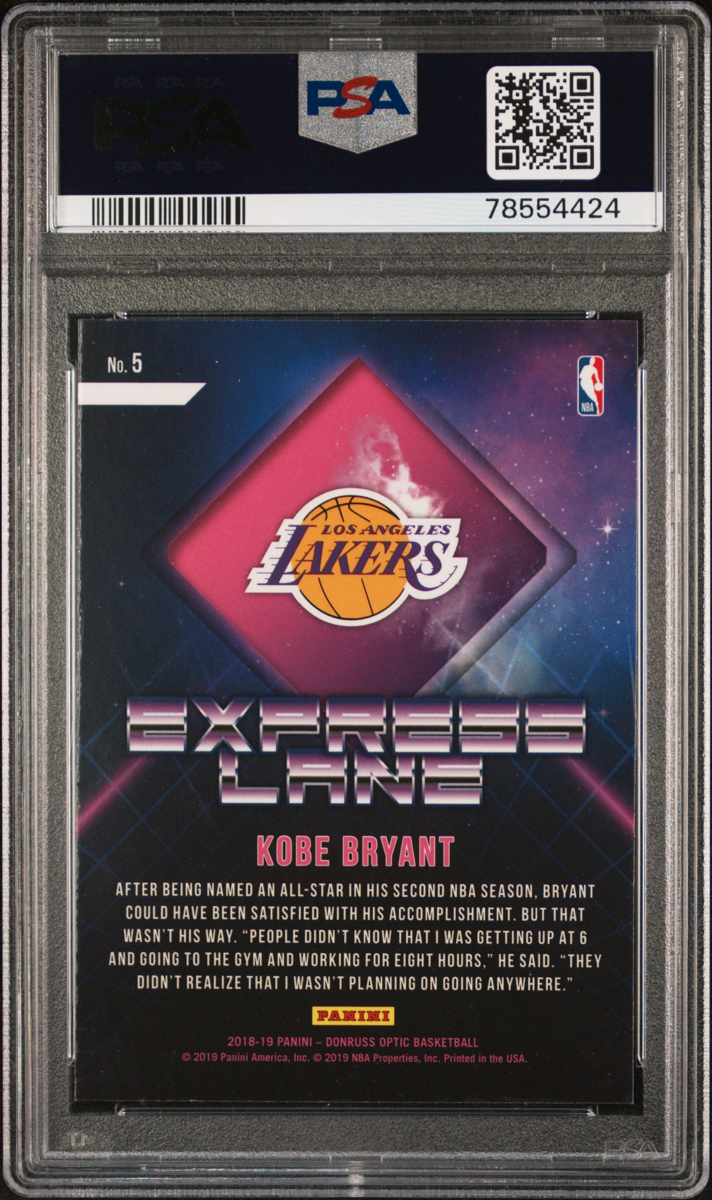 2018 Panini Donruss Express Lane Kobe Bryant #5 PSA 10