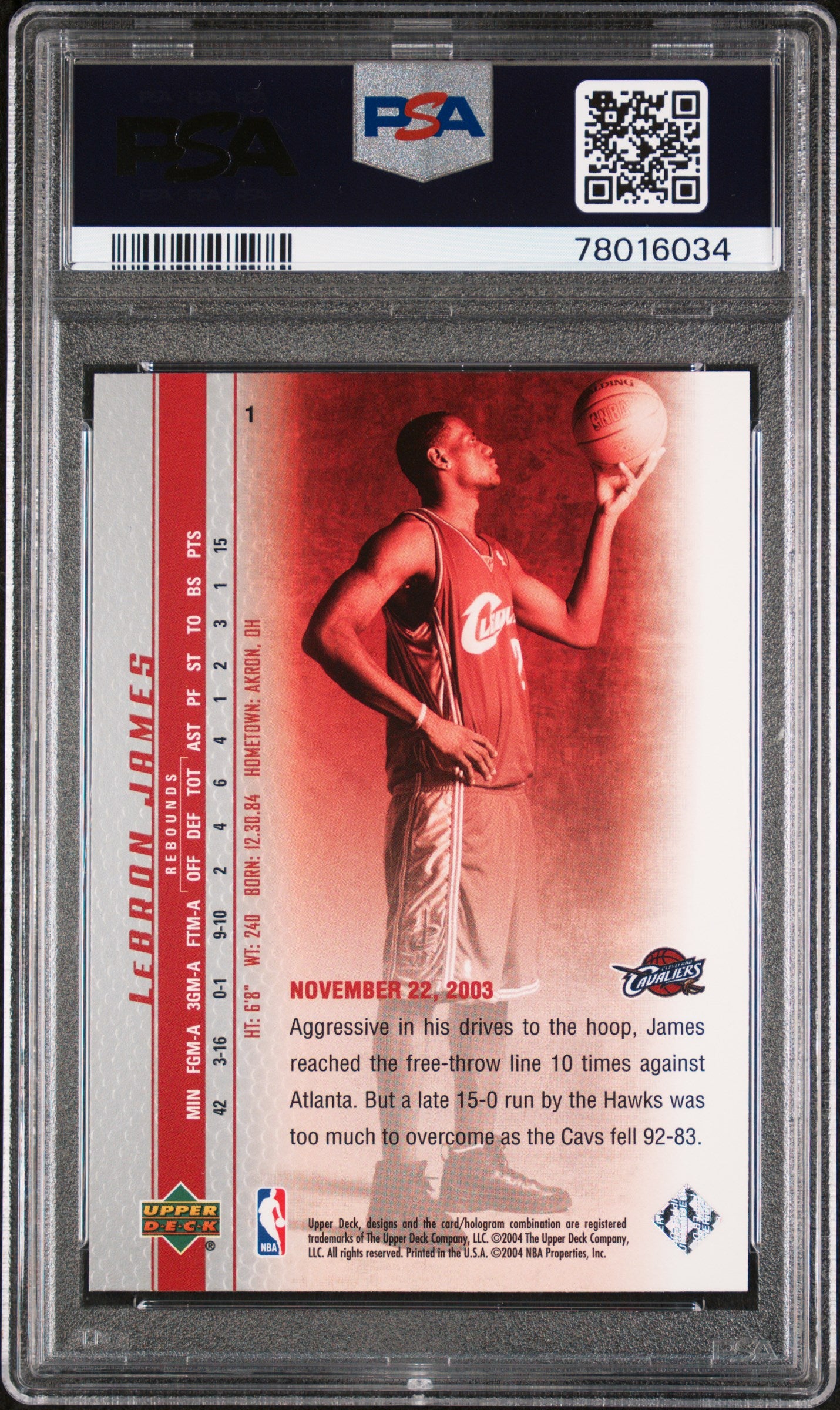 2003 Upper Deck LeBron James Phenomenal Beginnings LeBron James #1 PSA 9