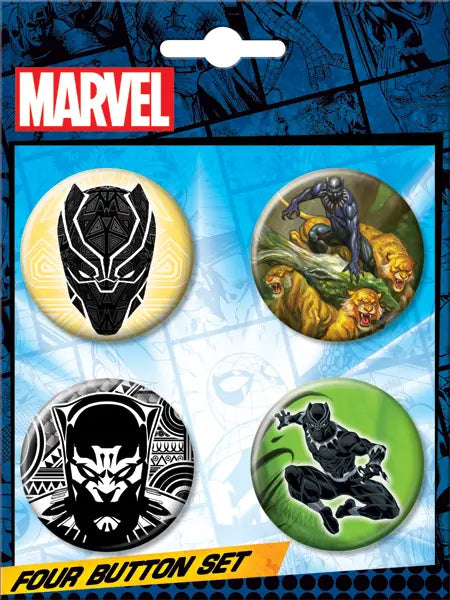 Marvel Comics Black Panther 4 Button Set Carded 4 Button Set