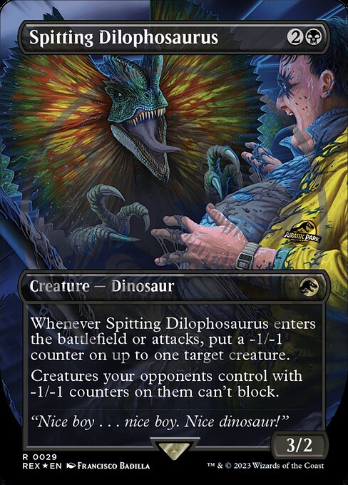 REX: Spitting Dilophosaurus (Borderless) (Emblem) (Foil)