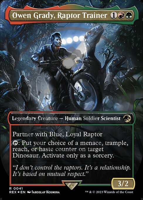 REX: Owen Grady, Raptor Trainer (Borderless) (Emblem) (Foil)