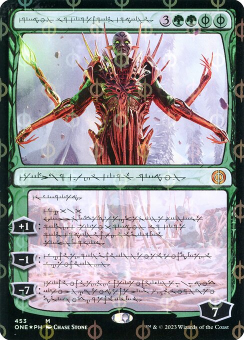 ONE: Nissa, Ascended Animist (Phyrexian) (Step-and-Compleat Foil)