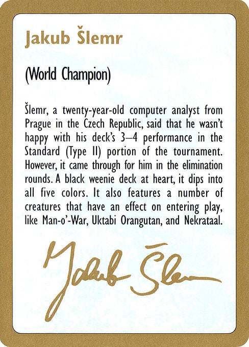 WC97: 1997 Jakub Slemr Biography Card