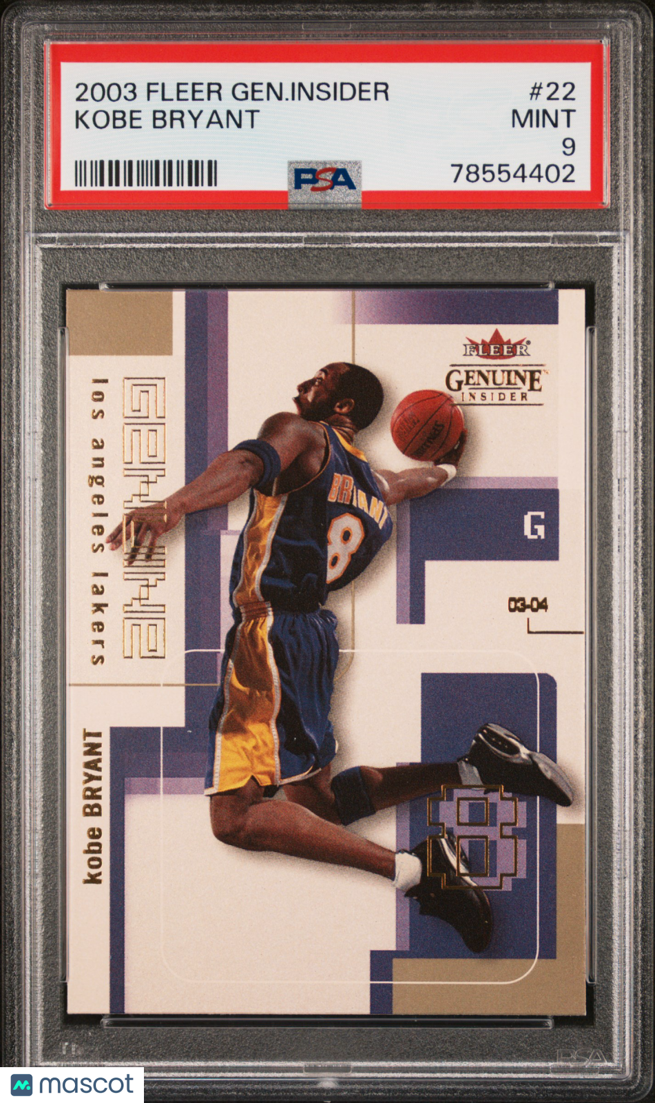 2003 Fleer Genuine Insider Kobe Bryant #22 PSA 9