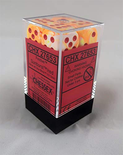 Chessex Festive 16mm D6 Dice Block (12-Dice)