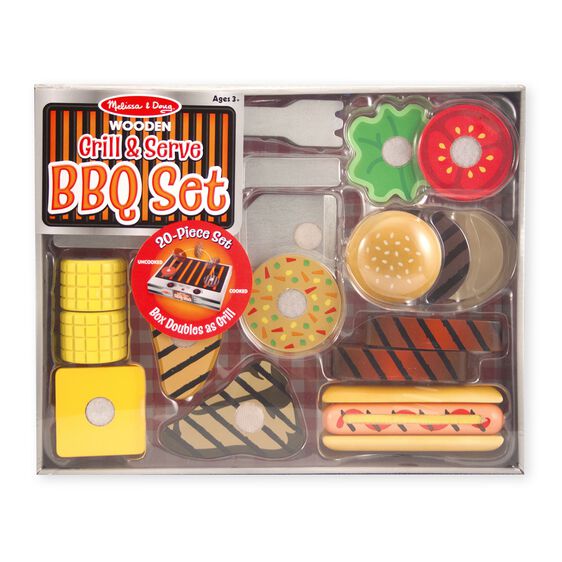 Wooden Grill & Serve BBQ Set