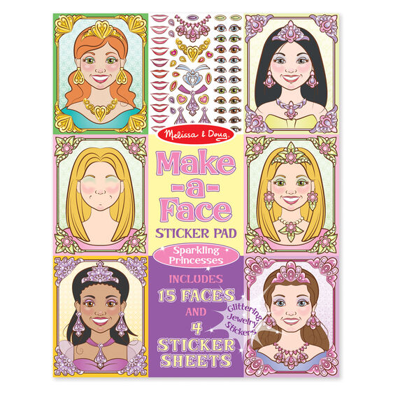 Make-A-Face Sticker Pad: Sparkling Princesses