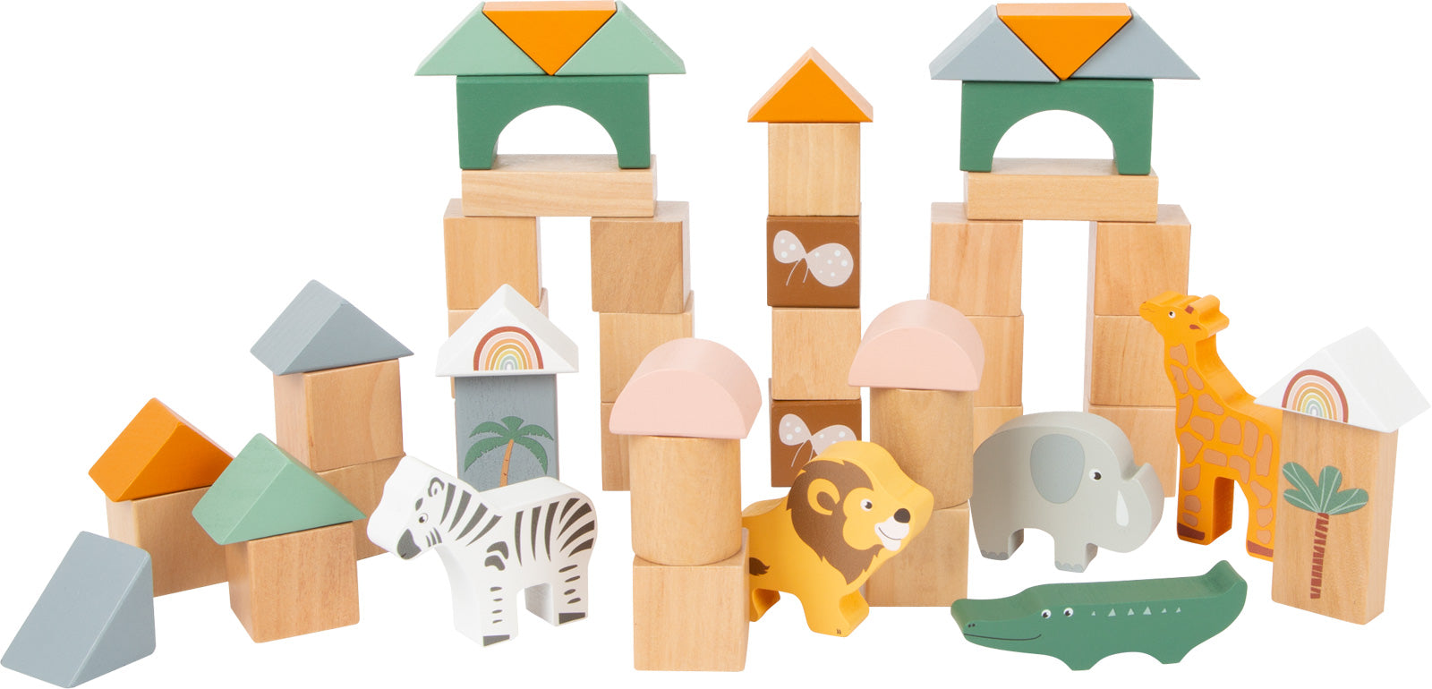 Pastel Building Blocks: Safari Theme (50 piece)