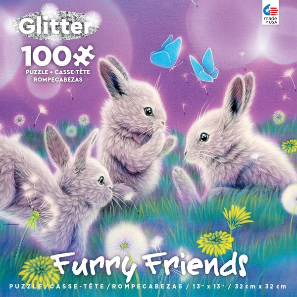 Furry Friends (assorted 100 pc glitter puzzles)