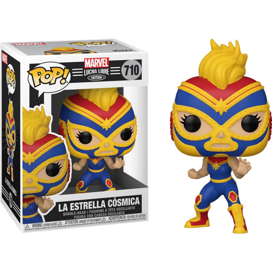 Marvel Luchadores: Captain Marvel Pop! Bobble Head (701)