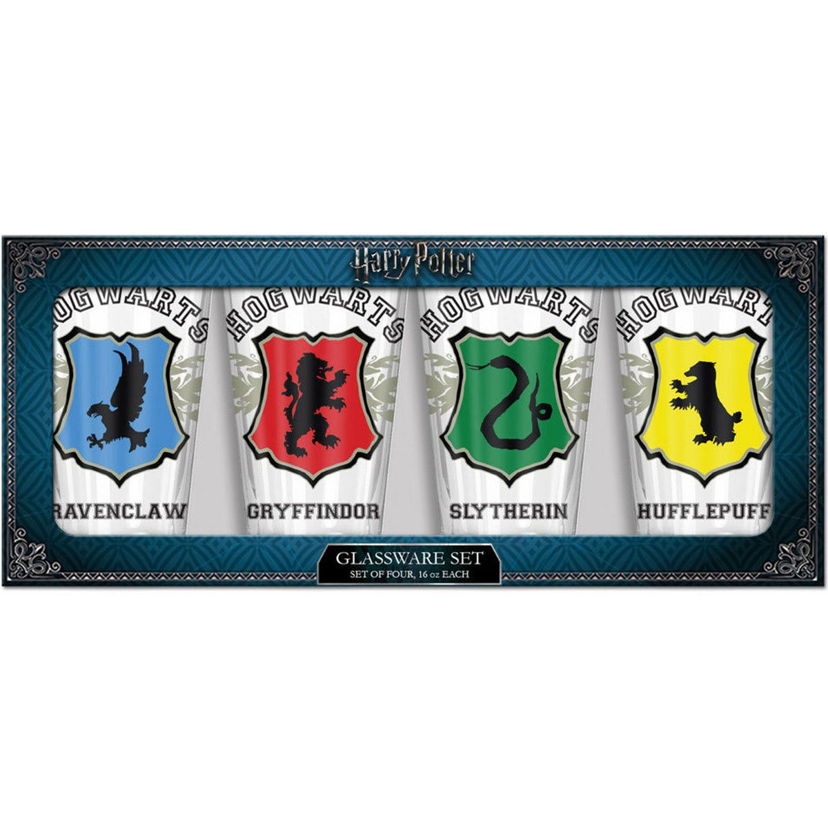 Harry Potter: Hogwarts Varsity Crests 16 oz. Pint Glass Set of 4