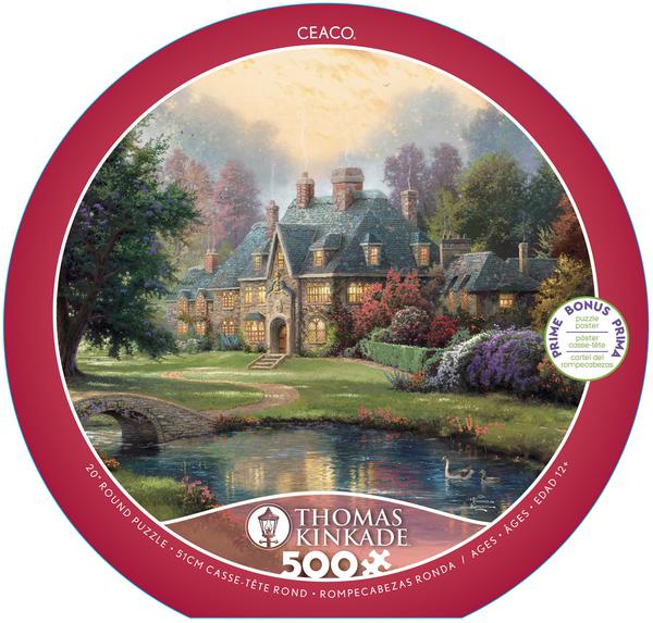 Thomas Kinkade Round - Lakeside Manor (500 pc puzzle)