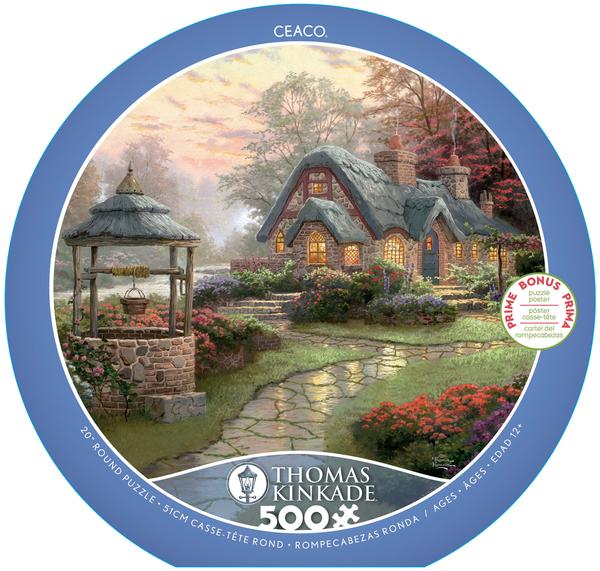 Thomas Kinkade Round - Make A Wish Cottage (550 pc puzzle)